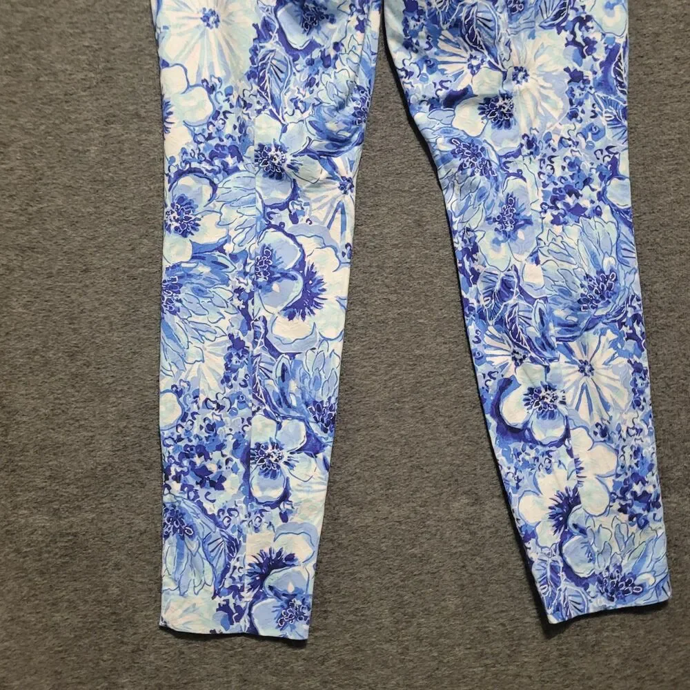 Lilly Pulitzer 8 pants Kelly Skinny Ankle Coastal Blue Catch n Keep blue flower